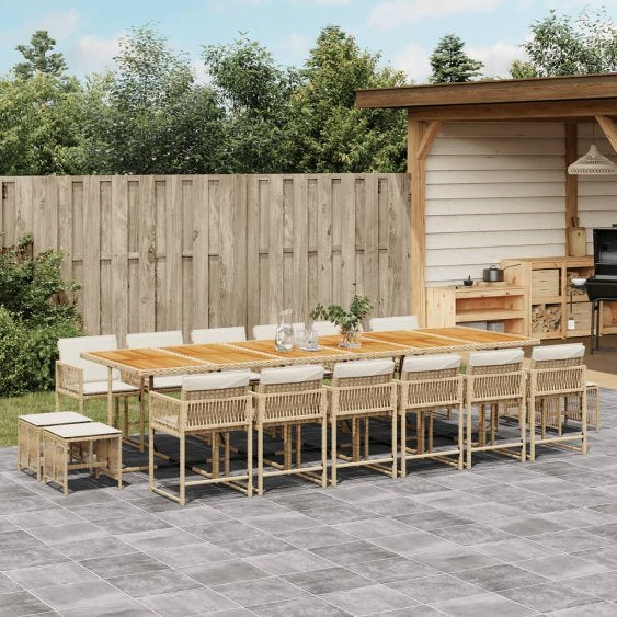 vidaXL 9-tlg. Garten-Essgruppe mit Kissen Schwarz Poly Rattan