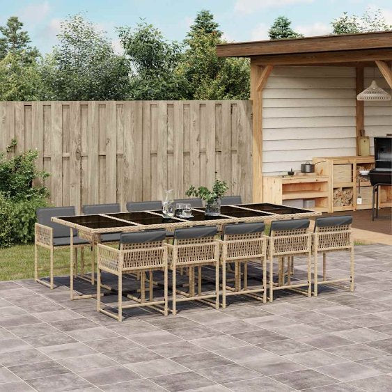 vidaXL 5-tlg. Garten-Essgruppe mit Kissen Schwarz Poly Rattan