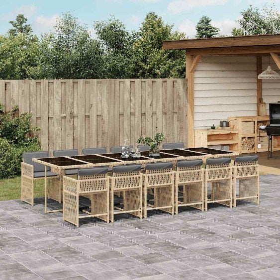 vidaXL 5-tlg. Garten-Essgruppe mit Kissen Schwarz Poly Rattan
