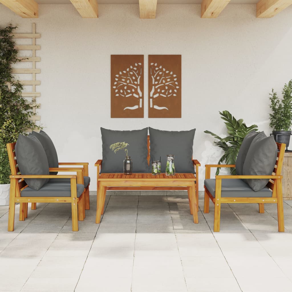 vidaXL 4-tlg. Garten-Lounge-Set Massivholz Akazie