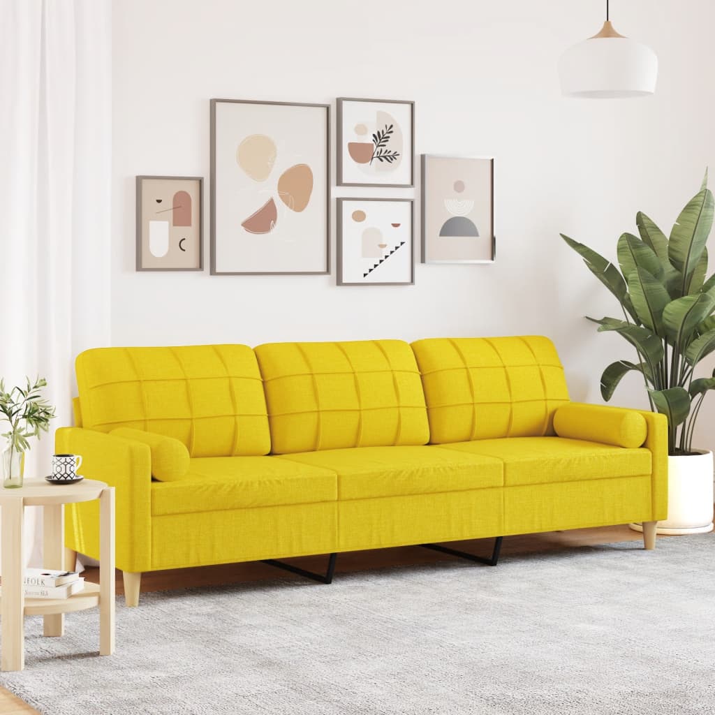 vidaXL 2-Sitzer-Sofa mit Zierkissen Hellgrau 120 cm Stoff