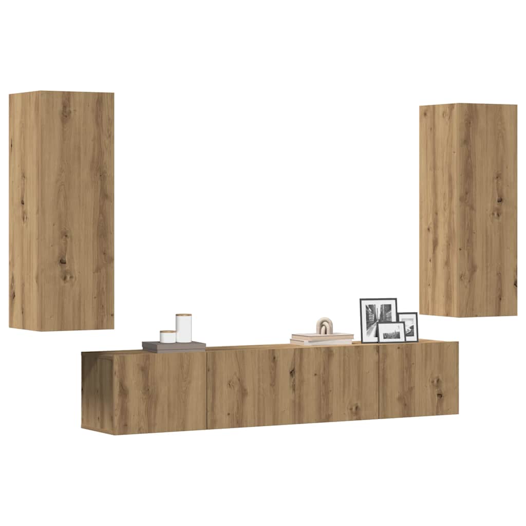vidaXL 4-tlg. TV-Schrank-Set Weiß Holzwerkstoff