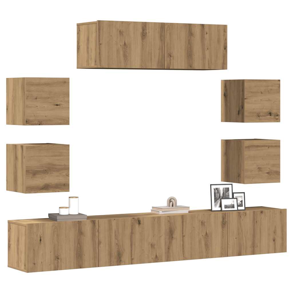 vidaXL 7-tlg. TV-Schrank-Set Weiß Holzwerkstoff
