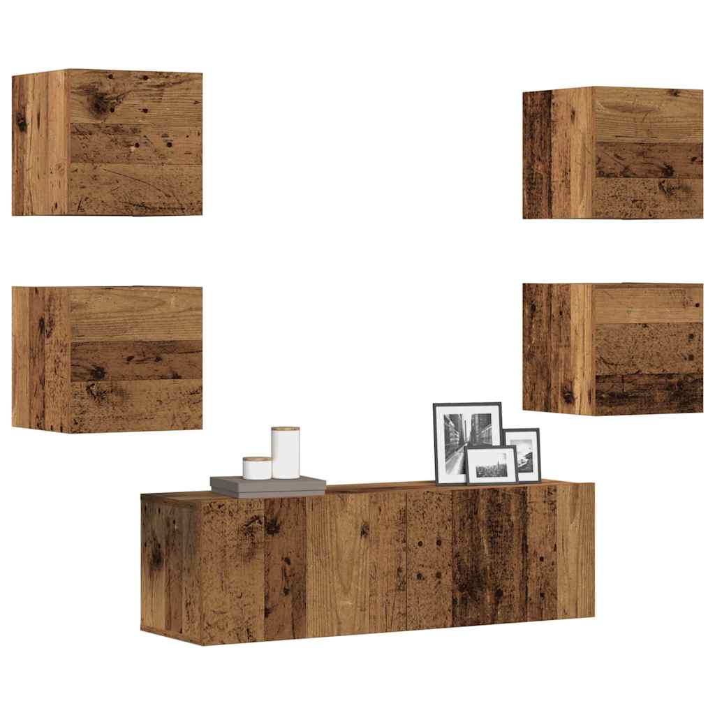 vidaXL 6-tlg. TV-Schrank-Set Weiß Holzwerkstoff