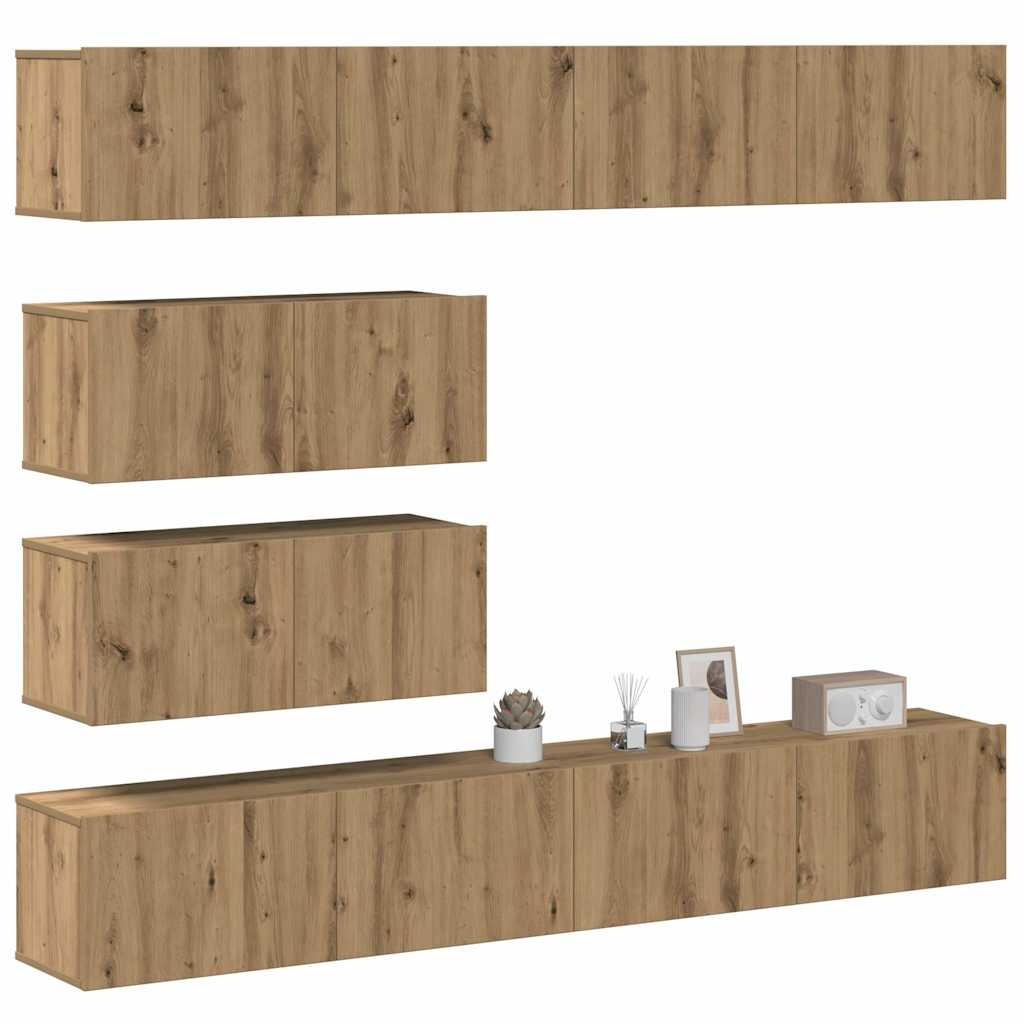 vidaXL 6-tlg. TV-Schrank-Set Weiß Holzwerkstoff