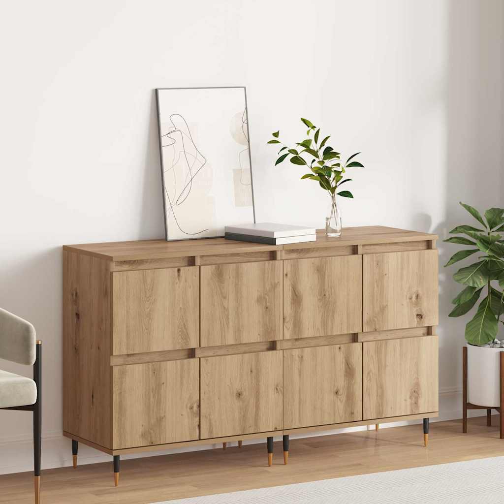 vidaXL Sideboards 2 Stk. Weiß Holzwerkstoff