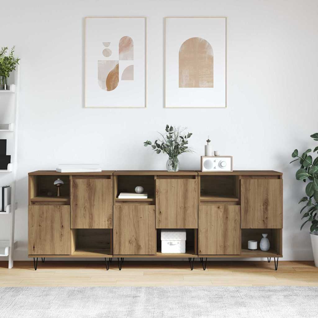 vidaXL Sideboards 2 Stk. Weiß Holzwerkstoff
