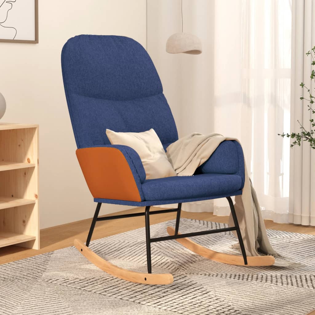 vidaXL Schaukelsessel mit Hocker Blau Stoff