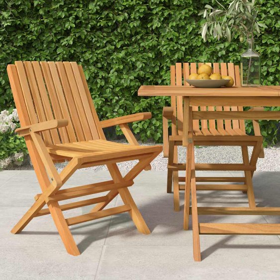 vidaXL Gartenstühle 4 Stk. Klappbar 47x47x89 cm Massivholz Teak