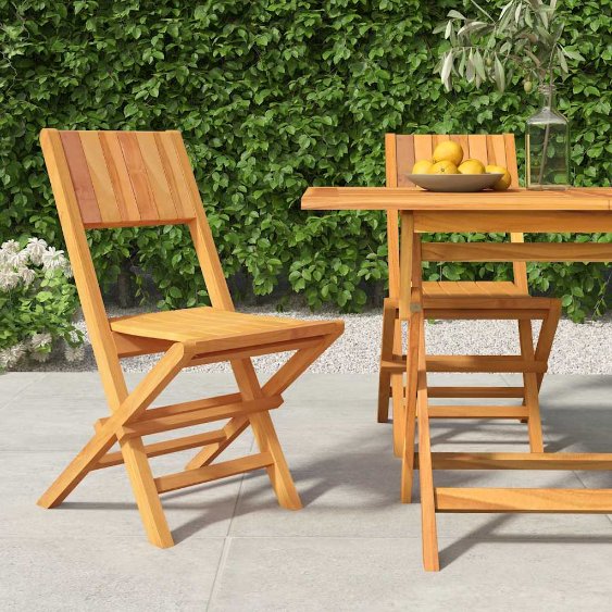 vidaXL Gartenstühle 4 Stk. Klappbar 47x61x90 cm Massivholz Teak