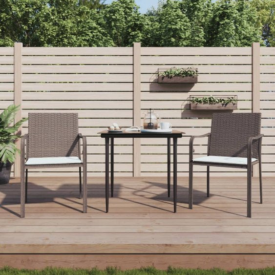 vidaXL Gartenstühle mit Kissen 4 Stk. Braun 56x59x84 cm Poly Rattan