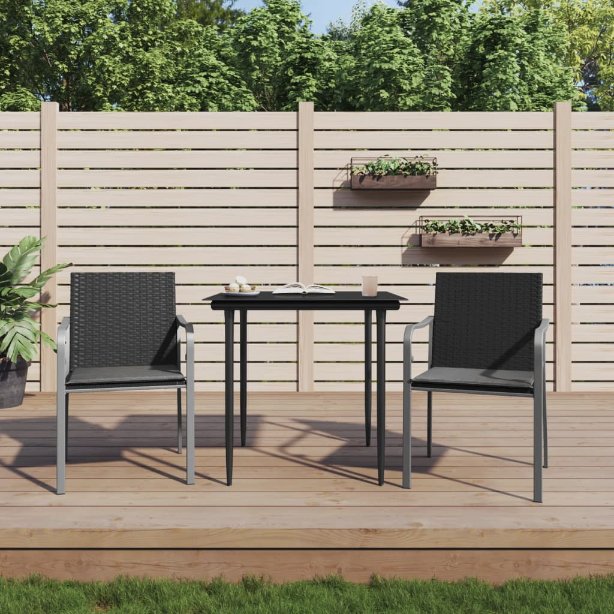 vidaXL Gartenstühle mit Kissen 4 Stk. Braun 56x59x84 cm Poly Rattan