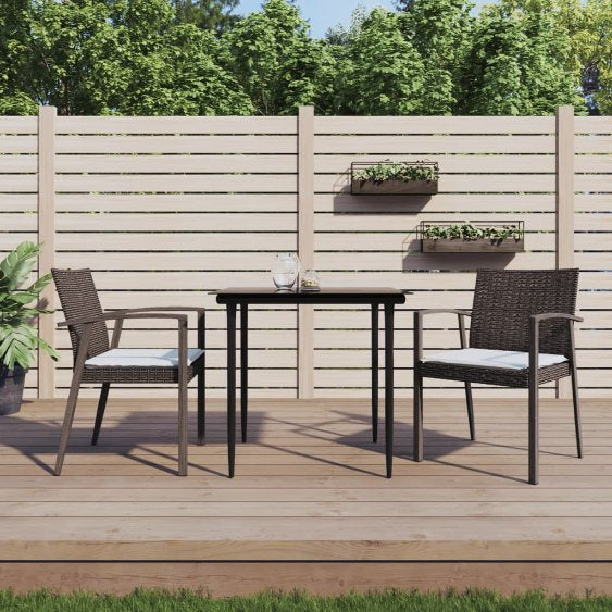 vidaXL Gartenstühle mit Kissen 4 Stk. Braun 56,5x57x83 cm Poly Rattan