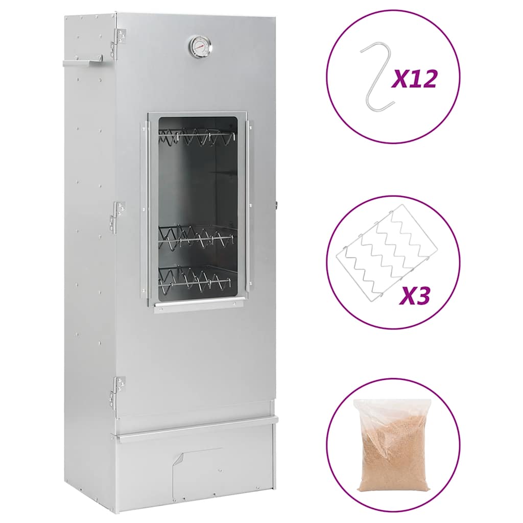 vidaXL Räucherofen mit Tisch Verzinkter Stahl