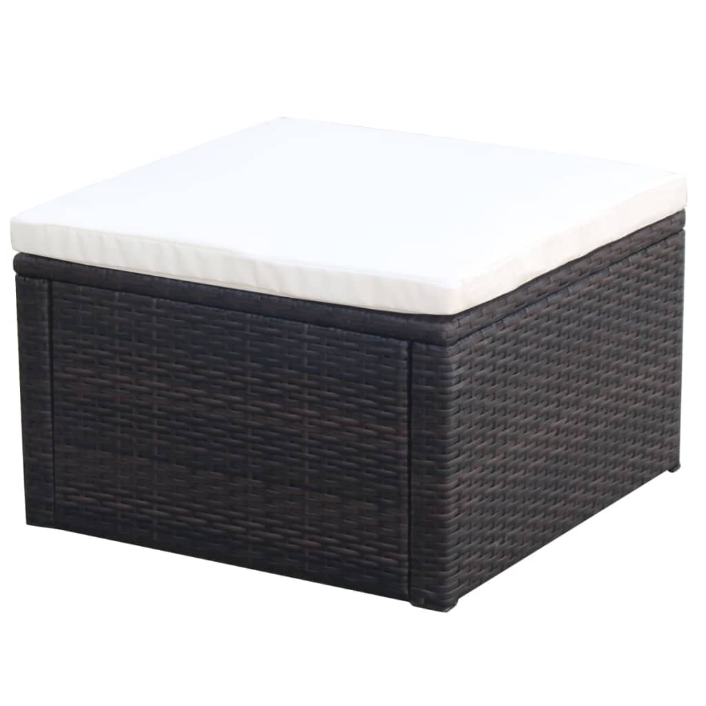 vidaXL Outdoor-Fußhocker mit Kissen Grau Polyrattan