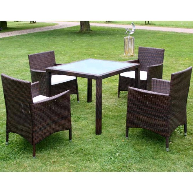 vidaXL 3-tlg. Garten-Essgruppe Poly Rattan Braun