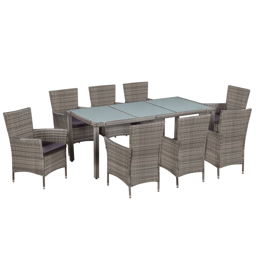 vidaXL 3-tlg. Garten-Essgruppe Poly Rattan Braun