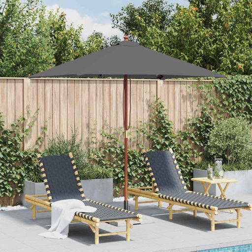 vidaXL Sonnenschirm mit Holzmast Schwarz 150x200 cm