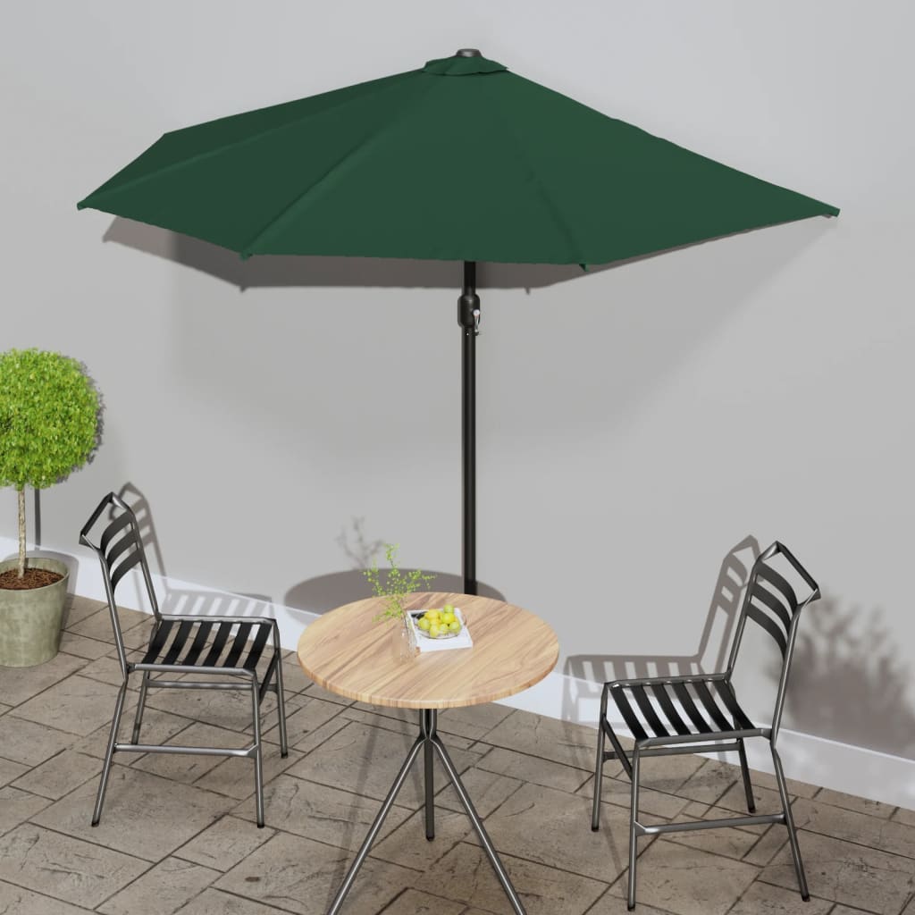 vidaXL Balkon-Sonnenschirm Alu-Mast Terrakotta 270x144x222cm Halbrund