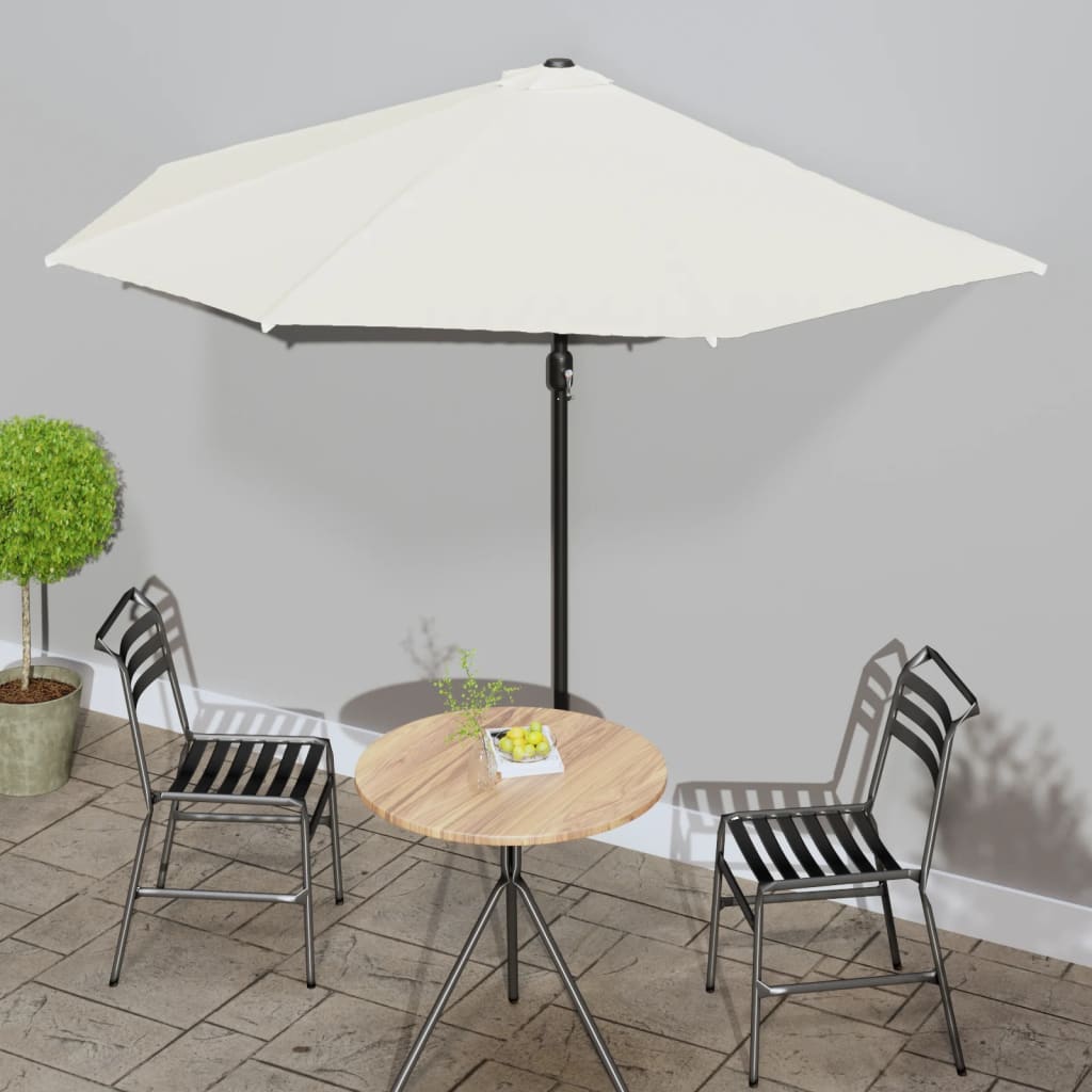 vidaXL Balkon-Sonnenschirm Alu-Mast Terrakotta 270x144x222cm Halbrund