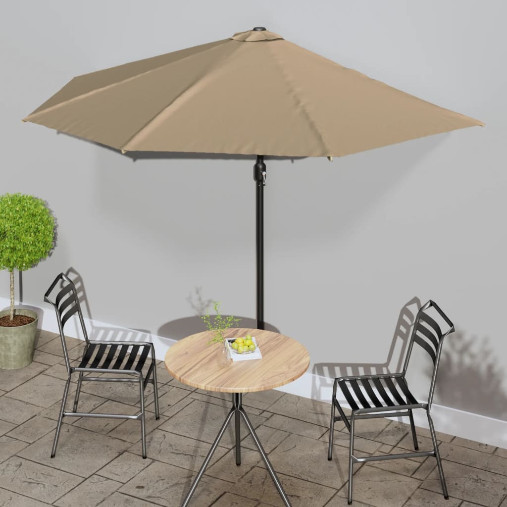 vidaXL Balkon-Sonnenschirm Alu-Mast Terrakotta 270x144x222cm Halbrund