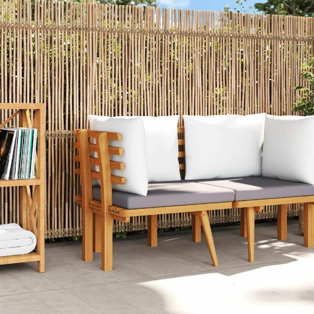 vidaXL 2-Sitzer-Gartensofa mit Kissen Massivholz Akazie