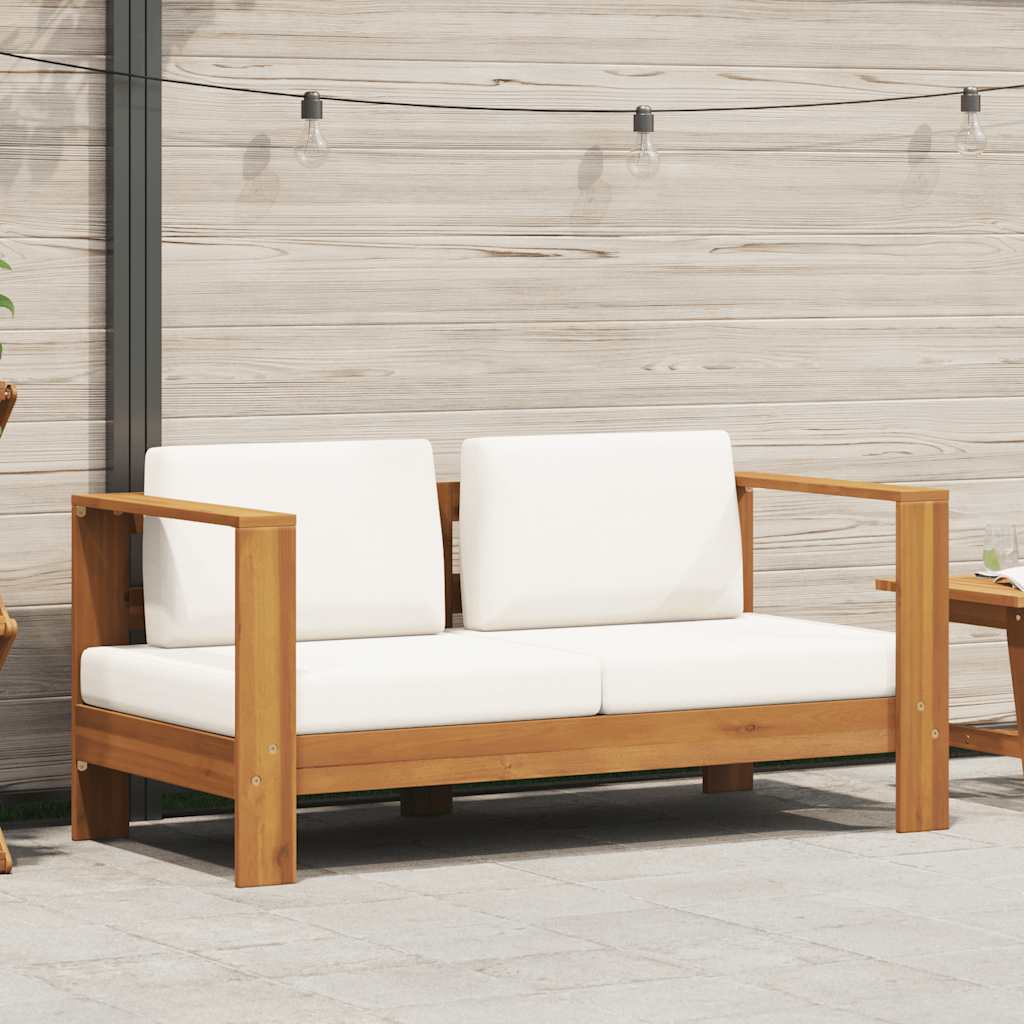 vidaXL 2-tlg. Garten-Lounge-Set mit Cremeweißen Kissen Akazienholz