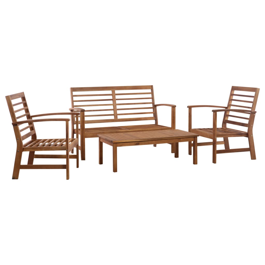 vidaXL 4-tlg. Garten-Lounge-Set mit Auflagen Massivholz Akazie