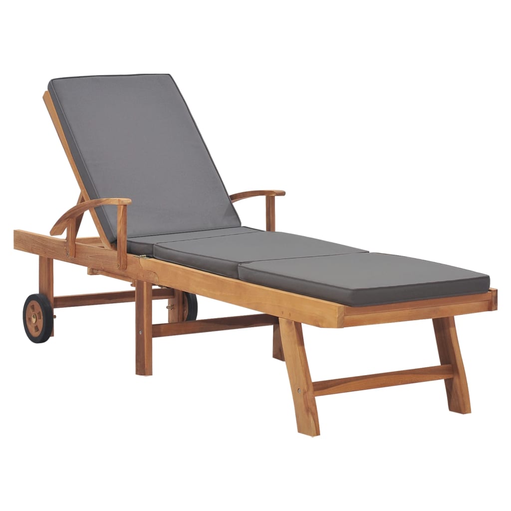 vidaXL Sonnenliegen mit Auflagen 2 Stk. Massivholz Teak Creme
