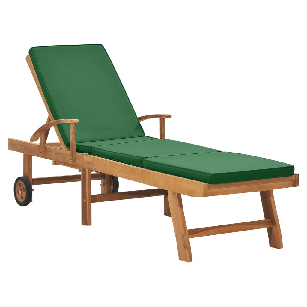 vidaXL Sonnenliegen mit Auflagen 2 Stk. Massivholz Teak Creme