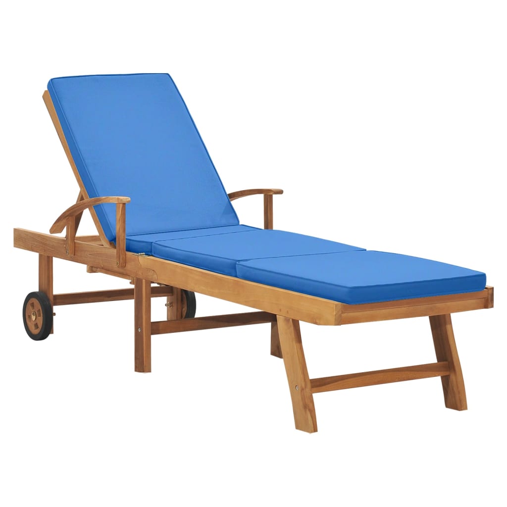 vidaXL Sonnenliegen mit Auflagen 2 Stk. Massivholz Teak Creme
