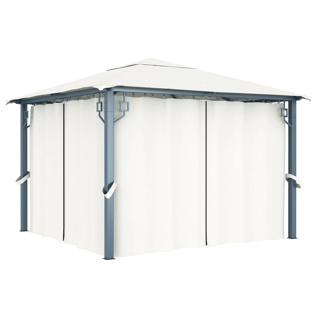 vidaXL Pavillon mit Vorhang 300x300 cm Taupe Aluminium