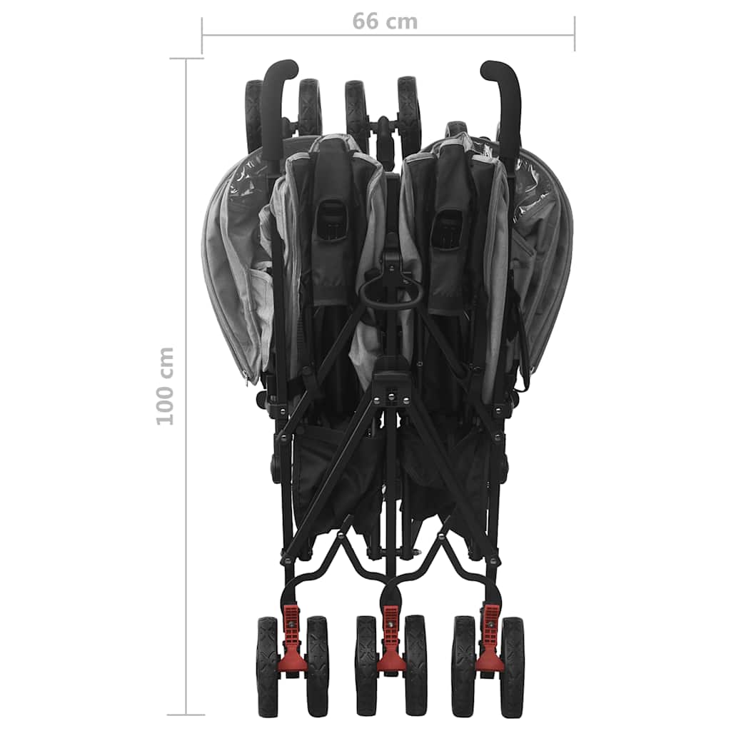 vidaXL Geschwisterwagen Hellgrau Stahl