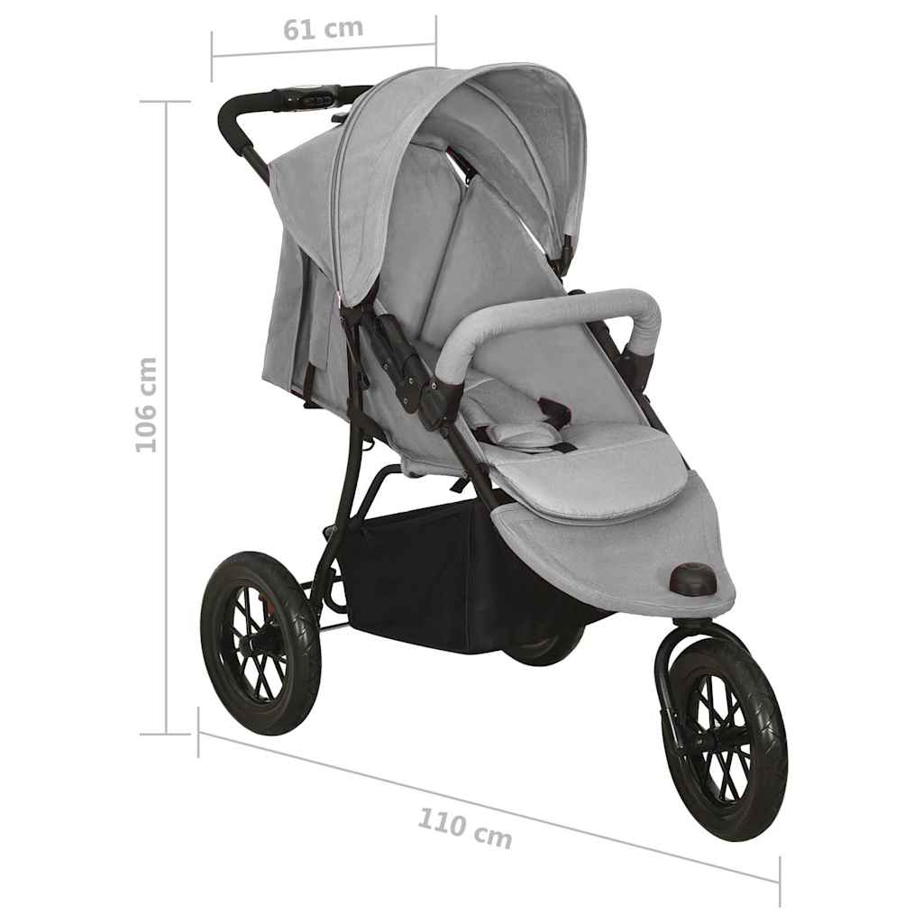 vidaXL Kinderwagen Hellgrau Stahl