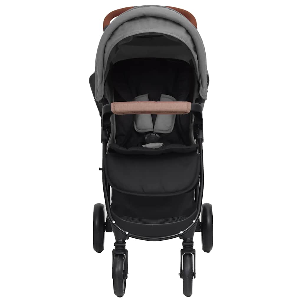 vidaXL 2-in-1 Kinderwagen Hellgrau Stahl