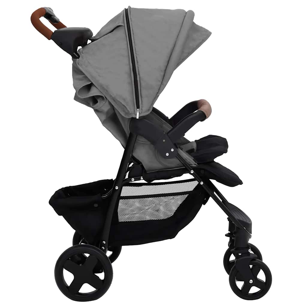 vidaXL 2-in-1 Kinderwagen Hellgrau Stahl