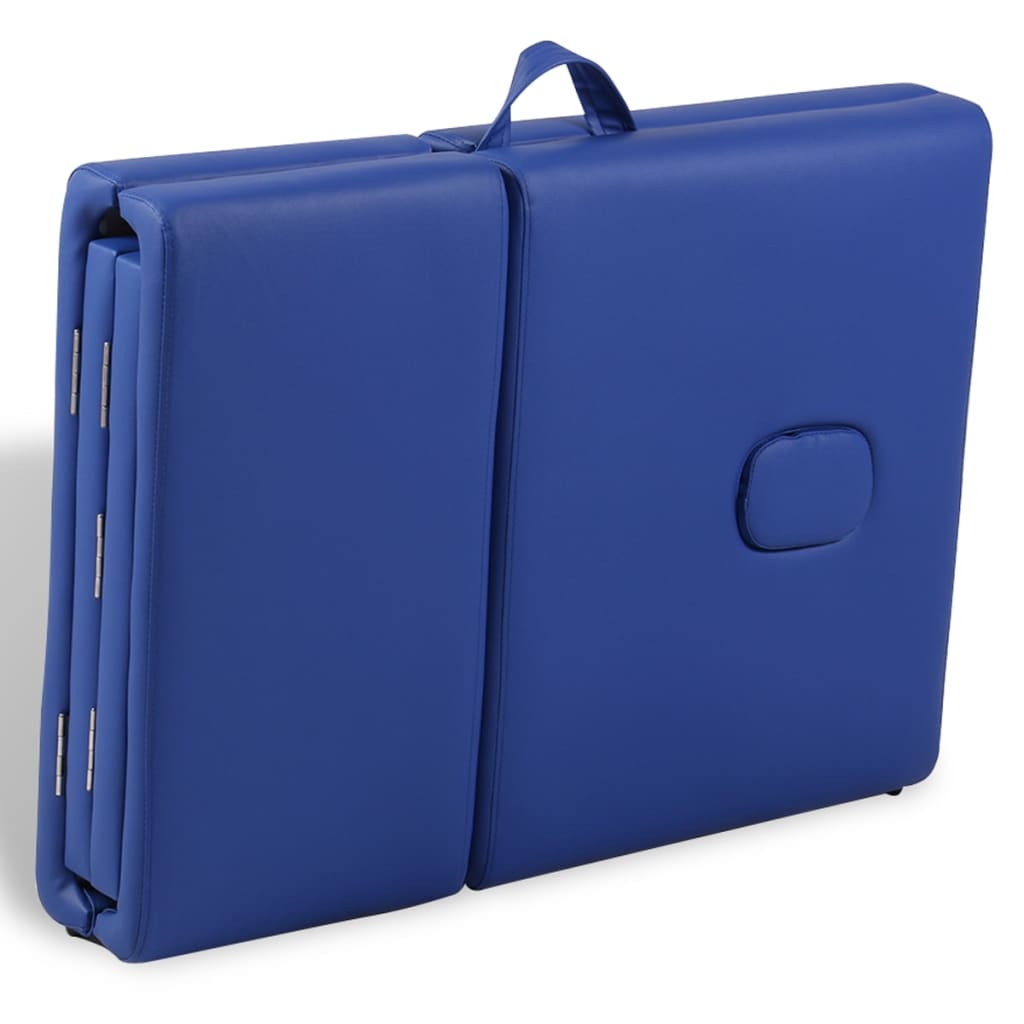 vidaXL Massageliege Klappbar 4-Zonen mit Holzgestell Blau