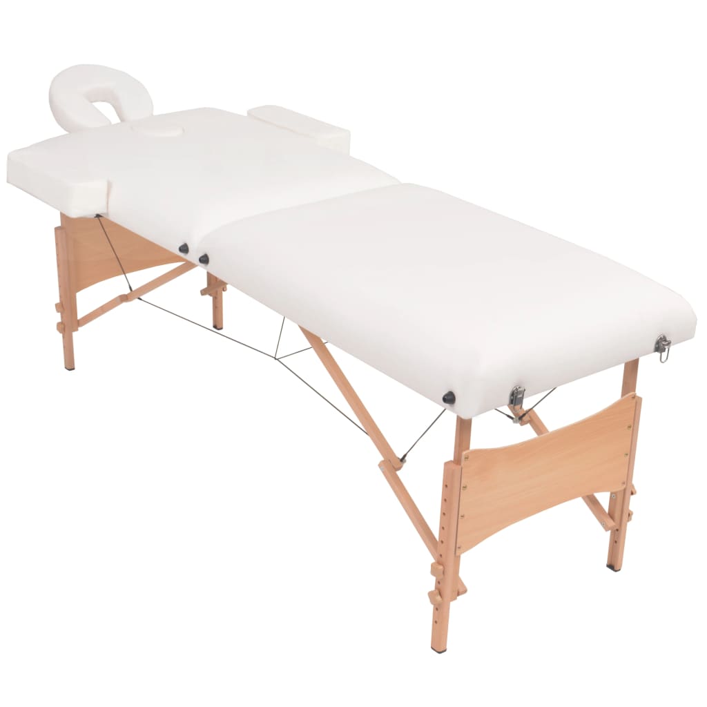 vidaXL Massageliege 2-Zonen mit Hocker Klappbar 10 cm Sitz Weiß