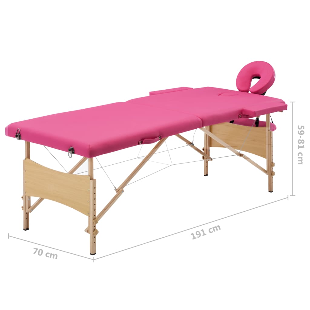 vidaXL Massageliege Klappbar 2-Zonen mit Holzgestell Rosa