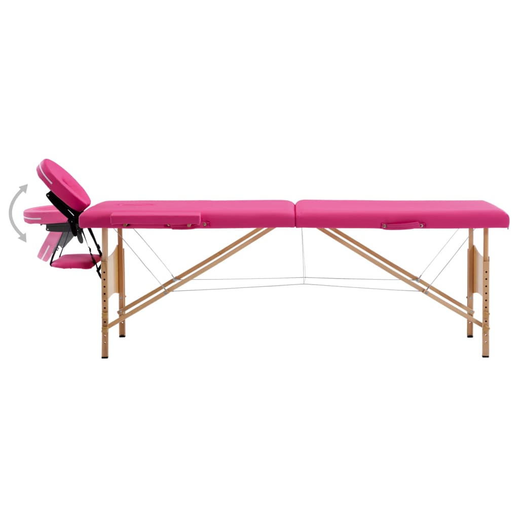 vidaXL Massageliege Klappbar 2-Zonen mit Holzgestell Rosa