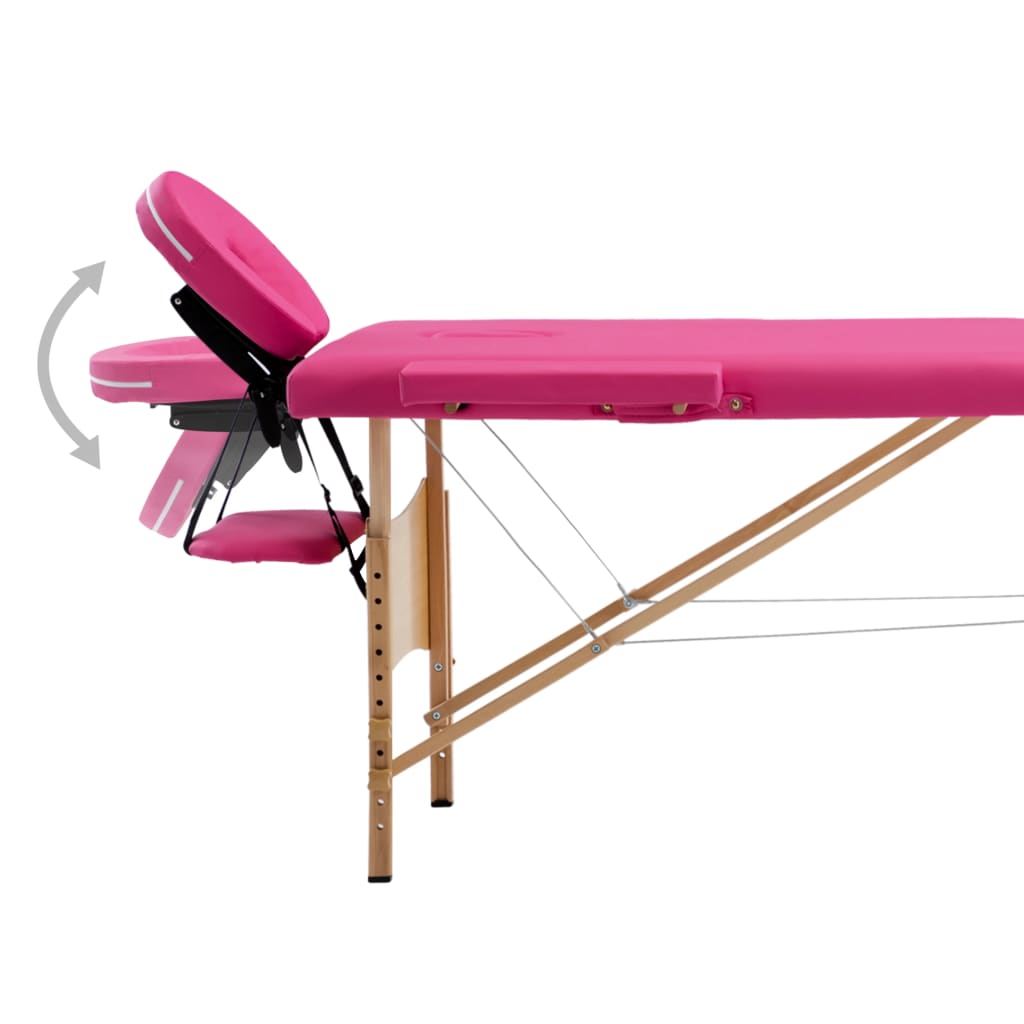 vidaXL Massageliege Klappbar 2-Zonen mit Holzgestell Rosa
