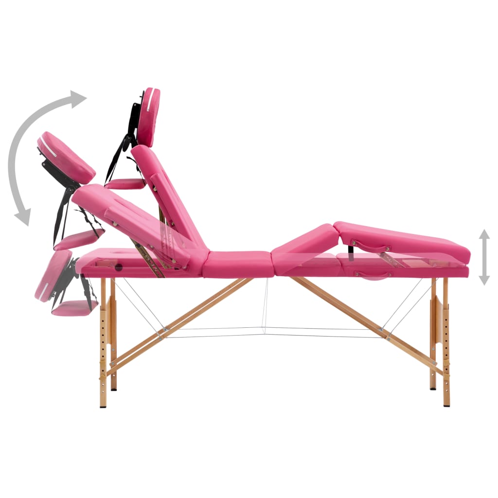 vidaXL Massageliege Klappbar 4-Zonen mit Holzgestell Rosa