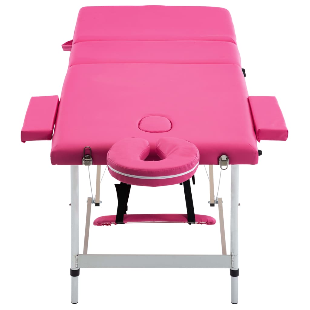 vidaXL Massageliege Klappbar 3-Zonen mit Aluminiumgestell Rosa