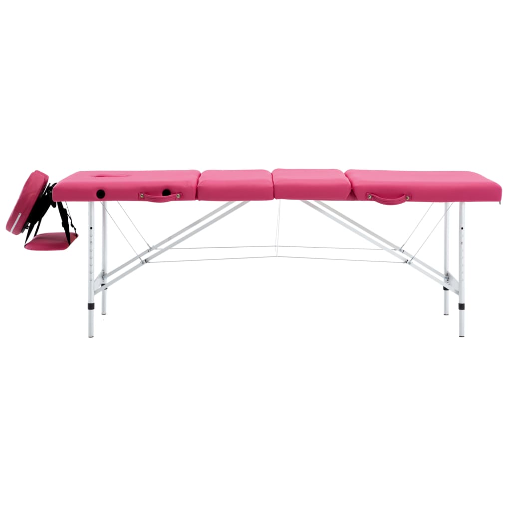 vidaXL Massageliege Klappbar 4-Zonen mit Aluminiumgestell Rosa