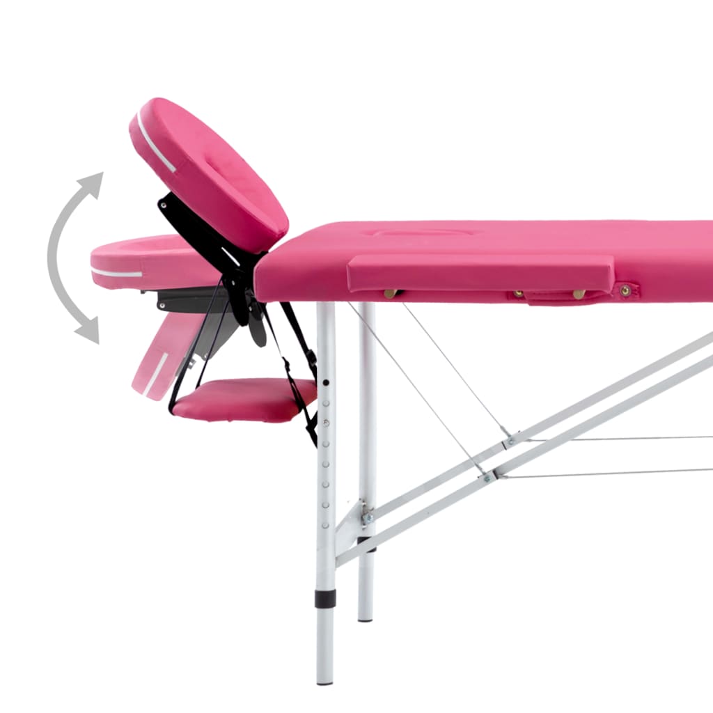 vidaXL Massageliege Klappbar 4-Zonen mit Aluminiumgestell Rosa