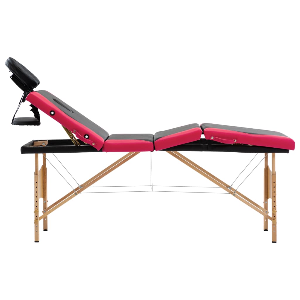 vidaXL Massageliege Klappbar 4-Zonen mit Holzgestell Rosa