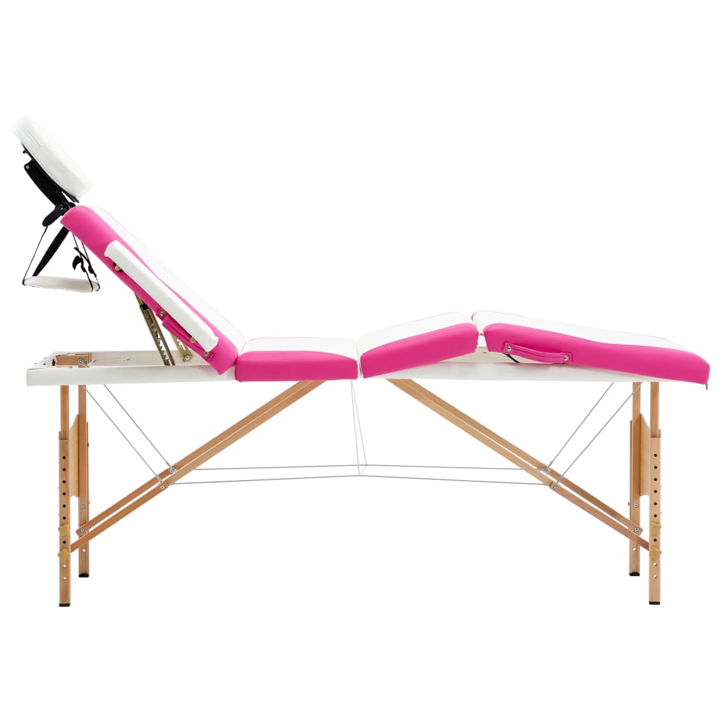 vidaXL Massageliege Klappbar 4-Zonen mit Holzgestell Rosa