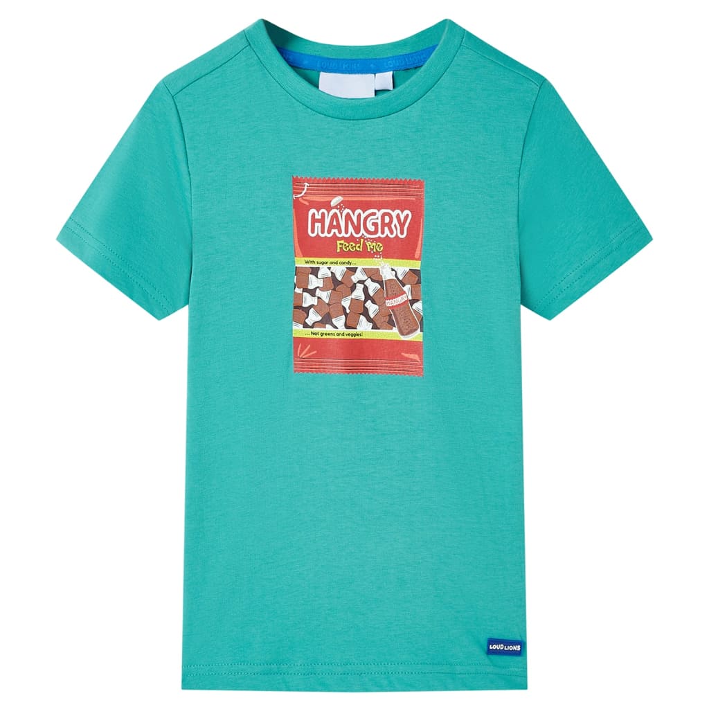 Kinder-Kurzarmshirt Dunkles Minzgrün 92
