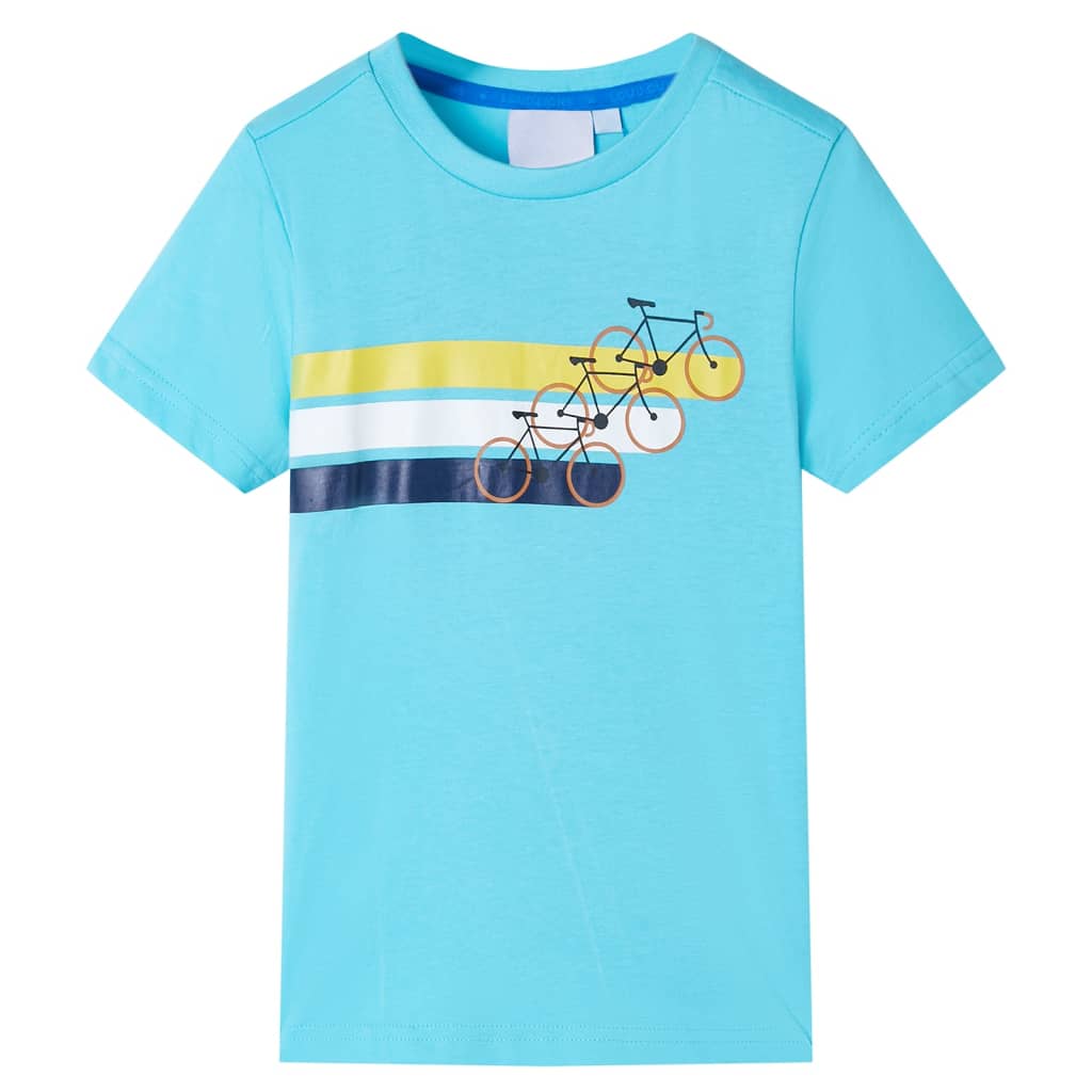Kinder-Kurzarmshirt Blau Melange 92