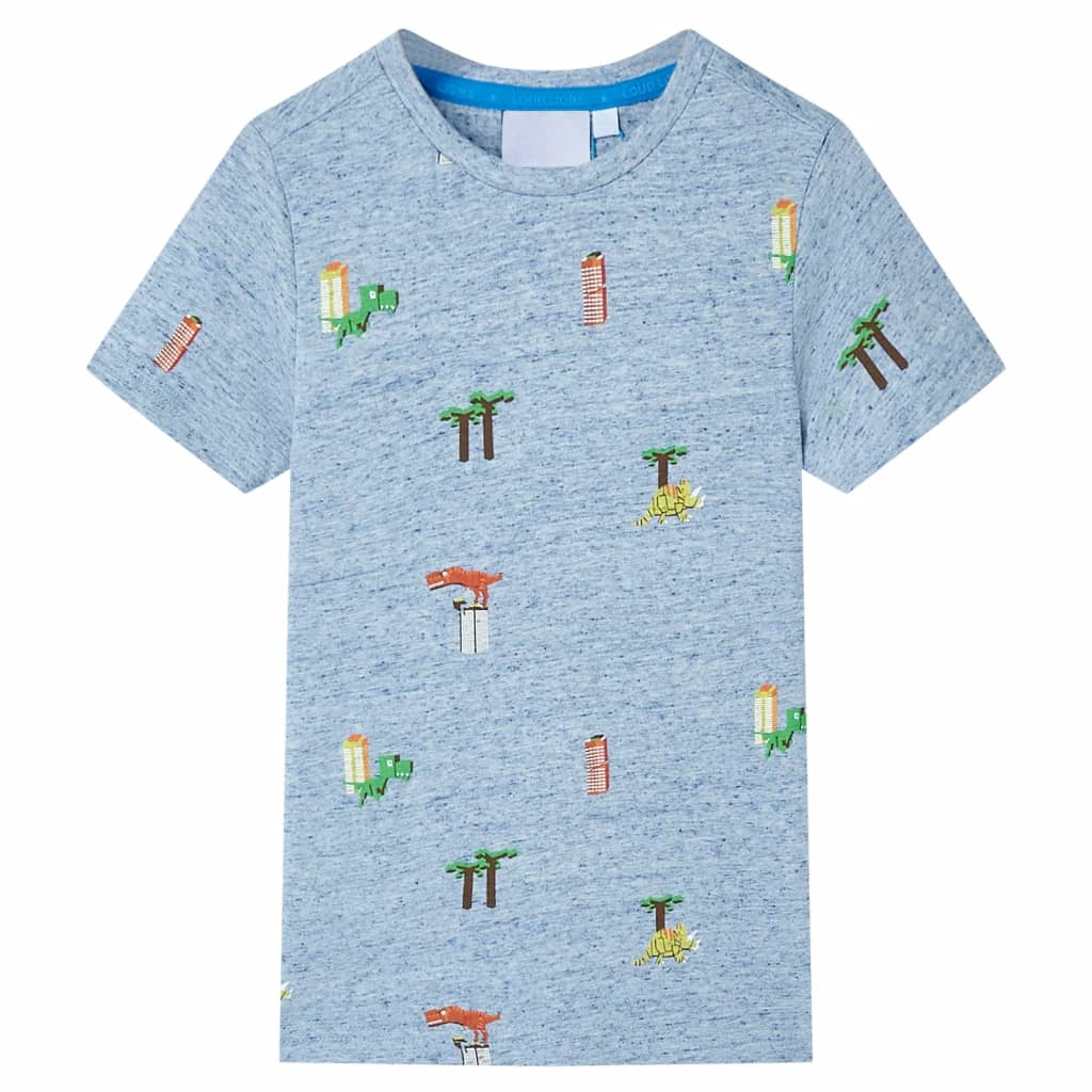 Kinder-T-Shirt Blau Melange 92